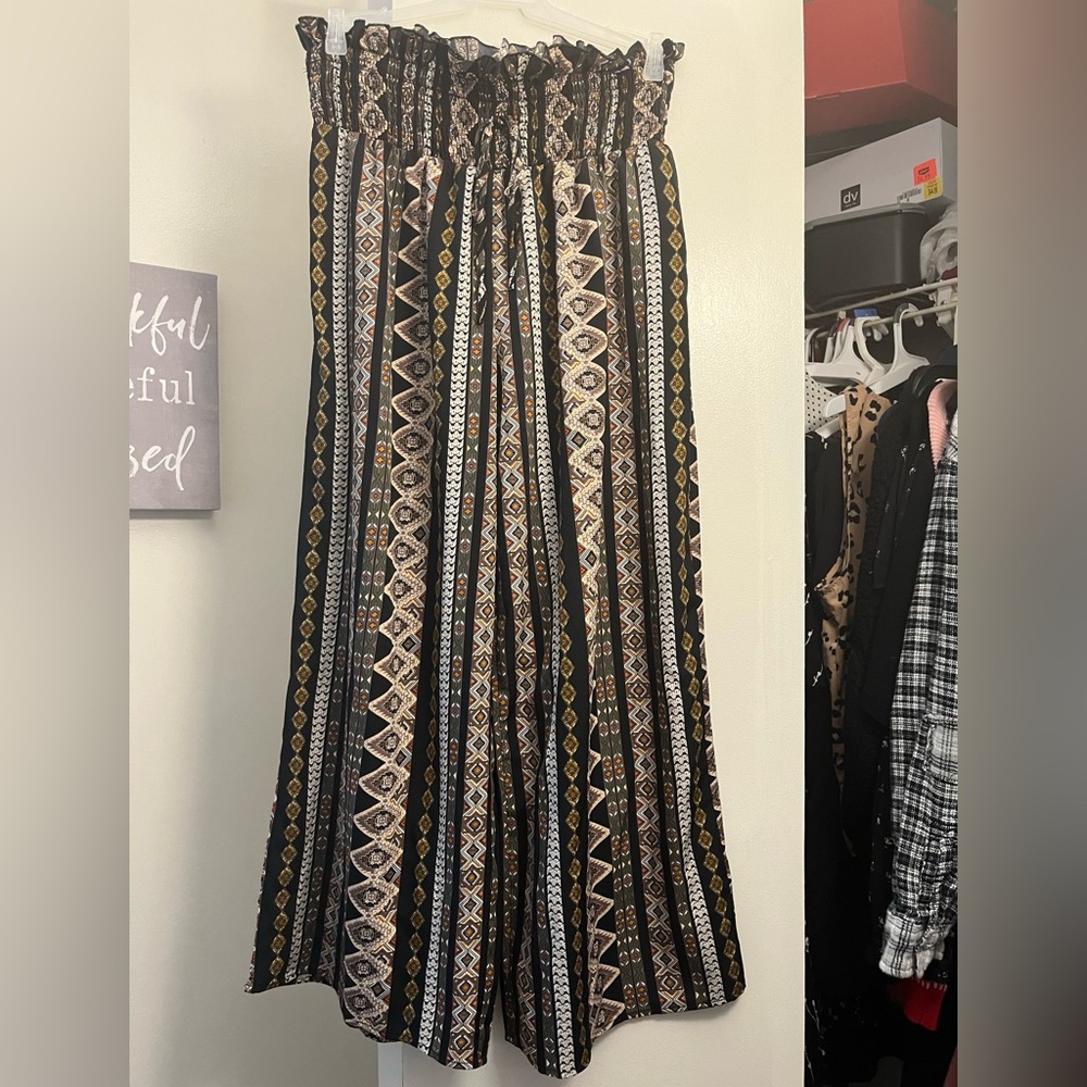 Bohemian Patterned Wide-Leg Pants